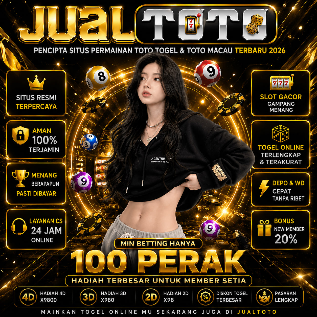 Thumbnail 1 of 3, Poster, JUALTOTO | Pencipta Situs Permainan Toto Togel & Toto Macau Terbaru 2026 designed and sold by JUALTOTO.